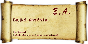 Bajkó Antónia névjegykártya